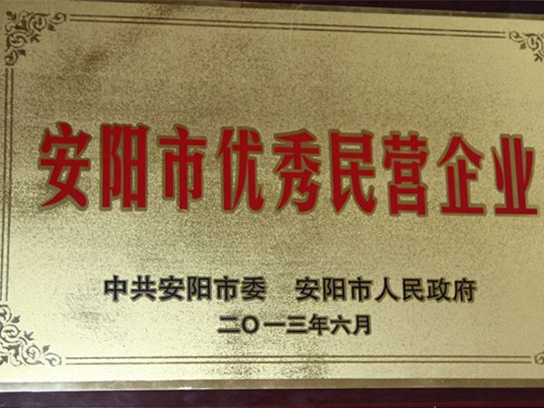 2013年安陽優(yōu) 秀民營企業(yè)